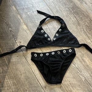 Black Grommet Triangle Bikini Set
